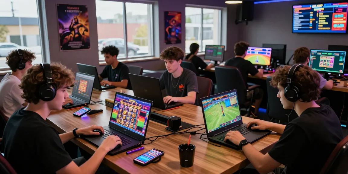 Players enjoying the digital experience on 92dadu, engaging in sports betting and online casino games in a vibrant gaming lounge.