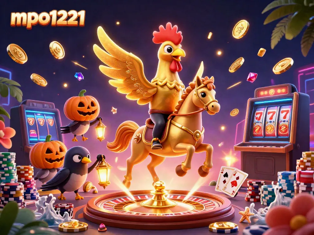 Spin to win with mpo1221, a vibrant casino scene featuring animated characters and dazzling game elements.