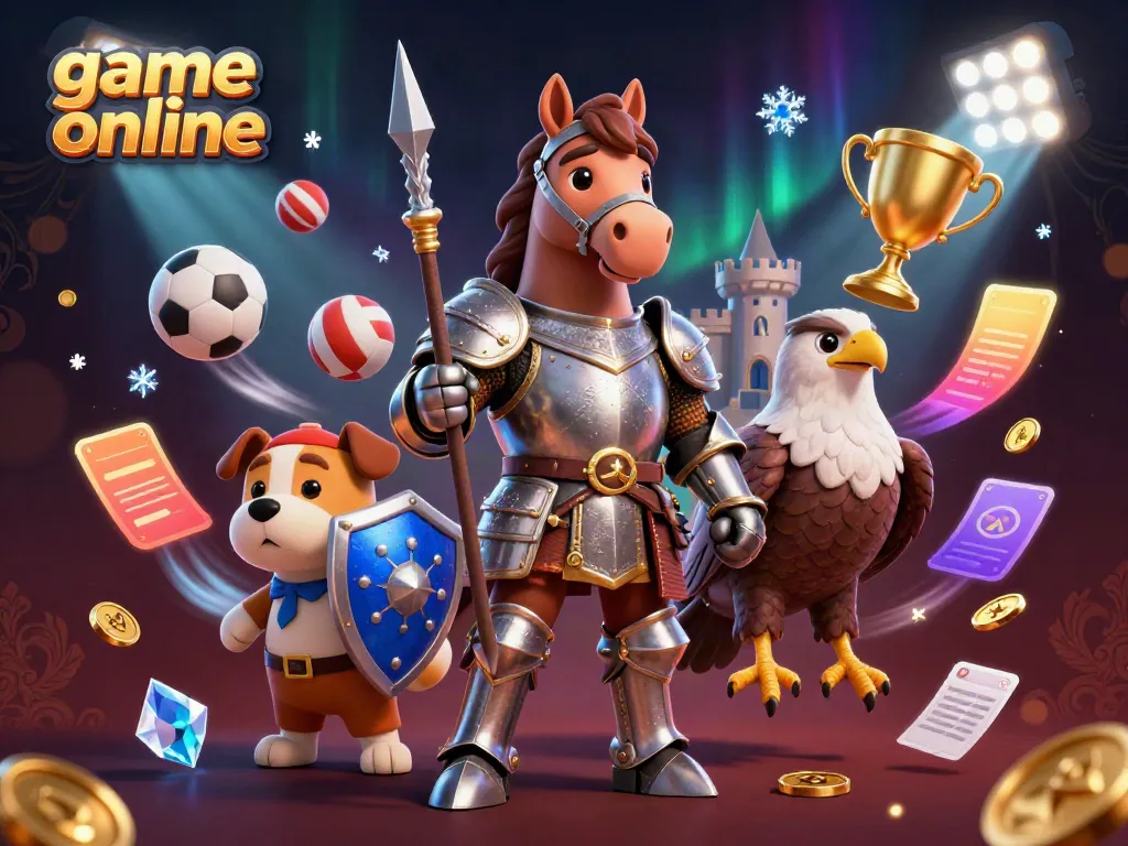 Engaging gameplay in game online environments with a knight, squire, and falcon, immersed in action.