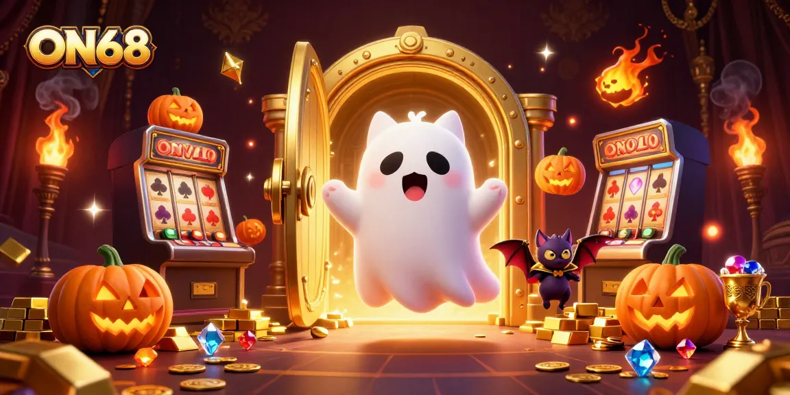Experience thrilling wins at ON68 in a vibrant haunted casino scene
