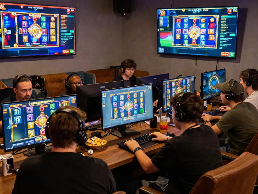 Players enjoying engaging slot demo games in a lively gaming environment.