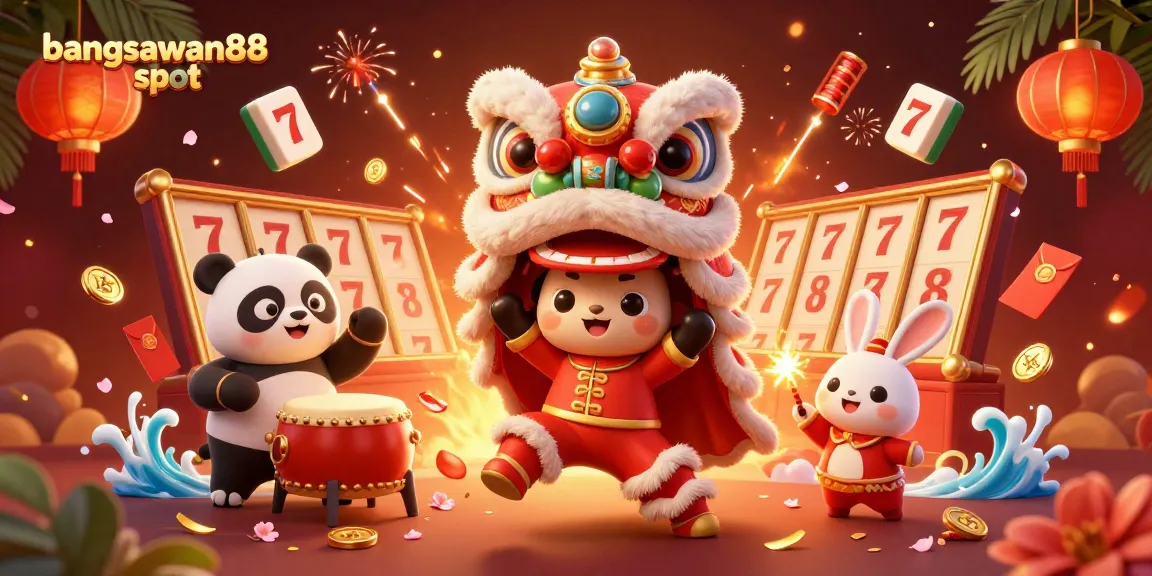 Experience thrilling action with bangsawan88 slot as animated characters celebrate in a vibrant casino scene.