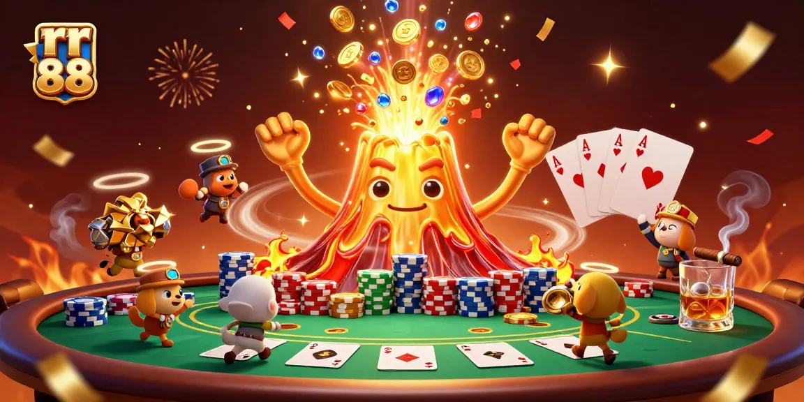 Experience rr 88 thrilling gameplay with a vibrant poker table and gold coins showering down.