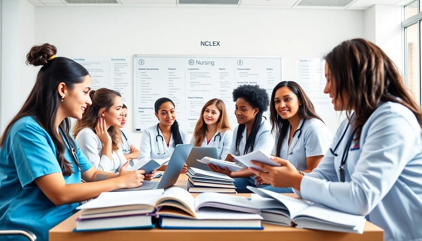 Engaged students in an in person Nclex review in Houston study session, discussing nursing concepts and collaborating.