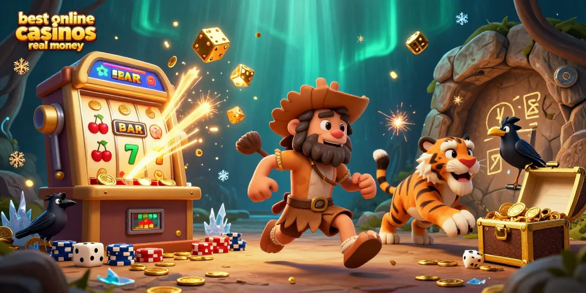 Unleash winning potential at the best online casinos real money with an exciting 3D cartoon casino scene.