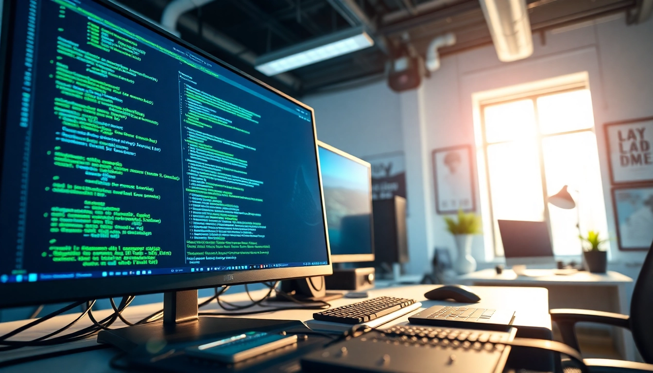 Showcasing the AI image API interface in a tech workspace highlighting its features.