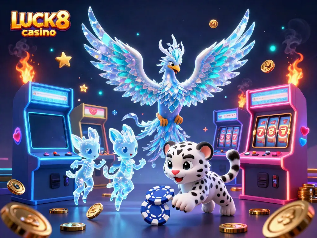 Experience the excitement of LUCK8 casino with bright gaming elements and dynamic characters.