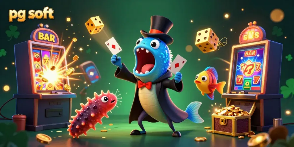 Menangkan jackpot dengan pg soft melalui permainan slot yang menegangkan dalam ilustrasi 3D.