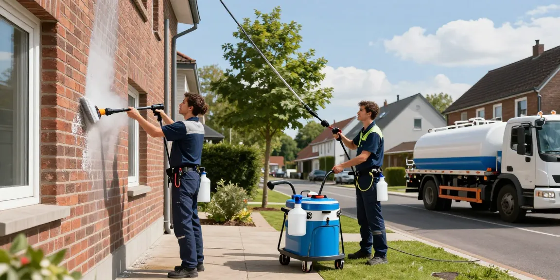 Reinigung Bovenden: Professionelles Team reinigt die Fassade mit umweltschonenden Mitteln.